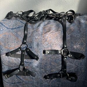 Black Faux Leather Body Harness